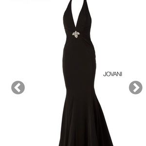 Jovanni Halter Mermaid Gown in Black
